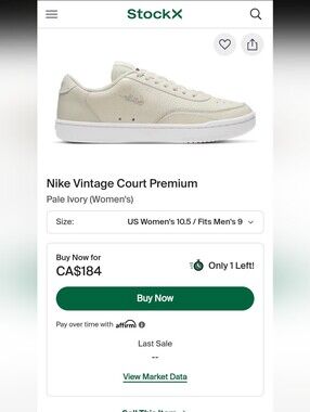 Nike Vintage Court Premium Leather Sneakers - Pale Ivory/White
